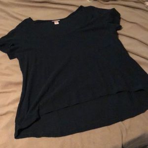 X lg, Black crop top with high low hem, pocket tee